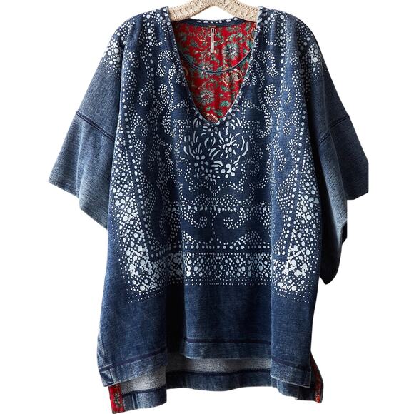 Free People The Originals Indigo Heavyweight Knit Poncho - Picture 3 of 4